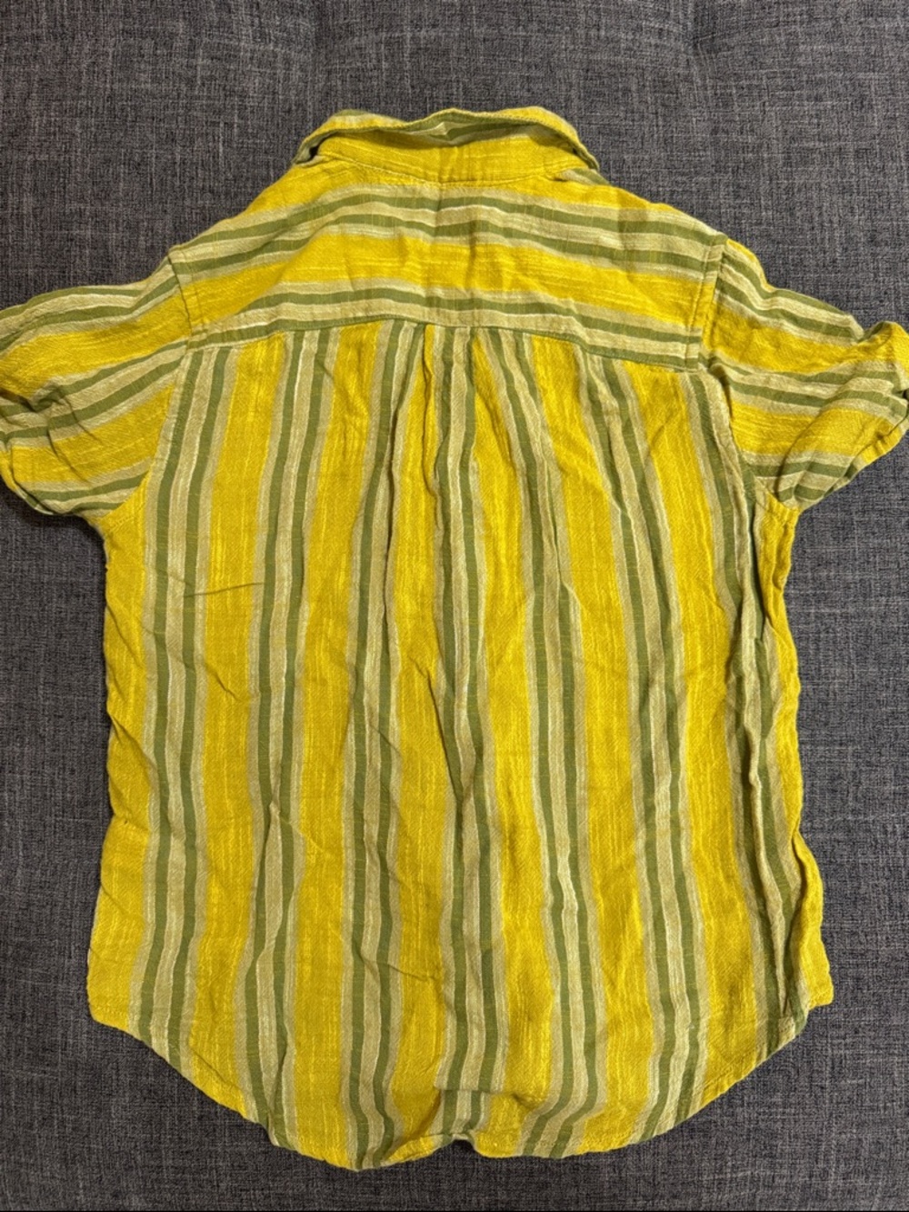 Toad&Co Camp Cove Shirt XS Yellow Green Stripe Organic Cotton Gauze Resort - Picture 7 of 7